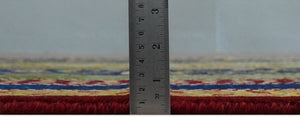 4x6 Green, Gold and Blue Striped Wool Hand Knotted Southwestern Lori Gabbeh Rug