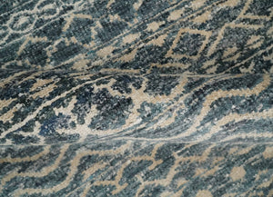 4x6 Hand Knotted Ivory, Beige and Blue Modern Contemporary Southwestern Tribal Trellis Recycled Silk Area Rug | OP55