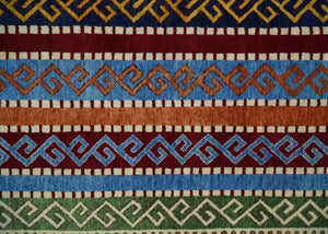 4x6 Multi Color Striped Wool Hand Woven Southwestern Gabbeh Rug