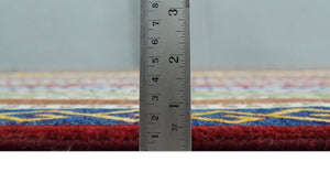 4x6 Multi Color Striped Wool Hand Woven Southwestern Gabbeh Rug