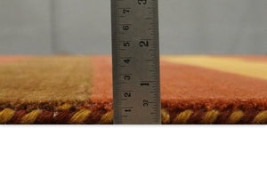 4x6 Small Rust and Gold Striped Wool Hand Woven Southwestern Gabbeh Rug