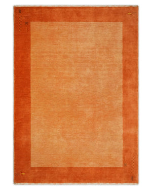 4x6 Small Rust and Peach Farmhouse Wool Hand Woven Southwestern Gabbeh Rug