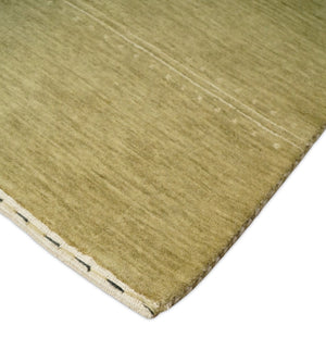 4x6 Small Solid Beige Wool Hand Woven Southwestern Gabbeh Rug