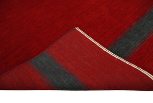 4x6 Small Solid Red Wool Hand Woven Southwestern Gabbeh Rug