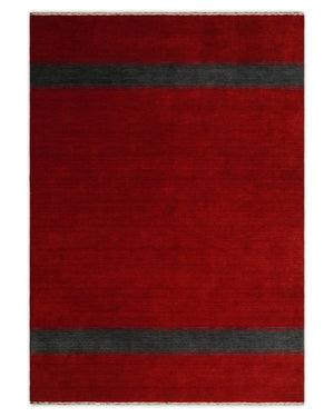 4x6 Small Solid Red Wool Hand Woven Southwestern Gabbeh Rug