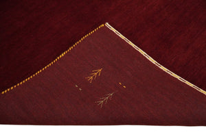 4x6 Solid Red Wool Hand Woven Southwestern Gabbeh Rug