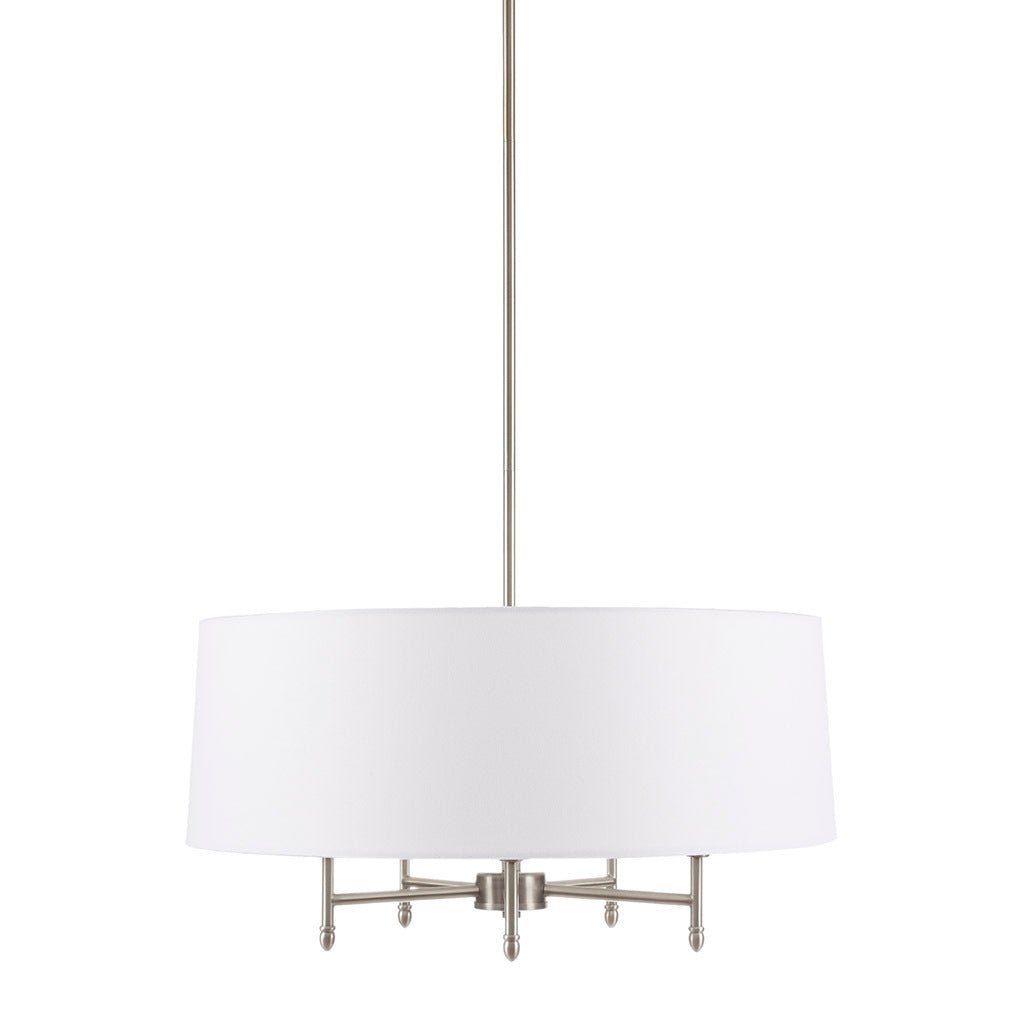 5 - Light White Drum Shade Chandelier - Tuesday Morning - Chandeliers