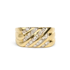 Men's 10K Yellow Gold 1.00 Cttw Channel Set Diamond 5 Row Band Ring