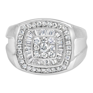 14K White Gold Men's 1 CTTW Diamond Band Ring