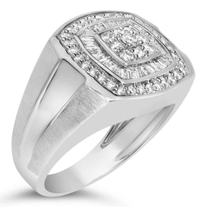 14K White Gold Men's 1 CTTW Diamond Band Ring