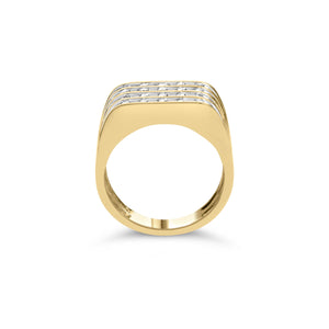 10K Yellow Gold 1.00 Cttw Diamond Multi Row Mens Ring Band