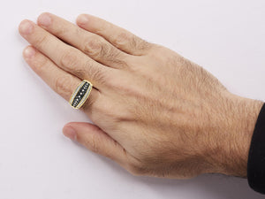 Men's 10K Yellow Gold 1-1/2 Cttw White and Black Diamond Geometric Cluster Ring