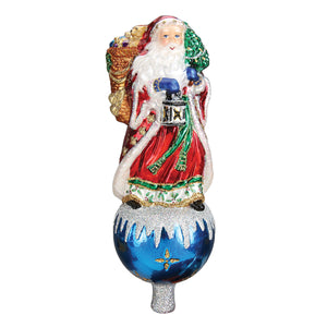 Father Christmas Tree Top - Blown-Glass Christmas Ornament