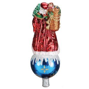 Father Christmas Tree Top - Blown-Glass Christmas Ornament