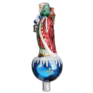 Father Christmas Tree Top - Blown-Glass Christmas Ornament