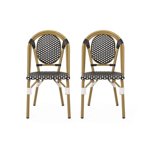 Outdoor Rattan and Aluminum French Bistro Chair Set