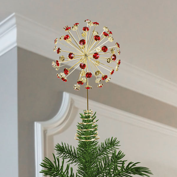 12-Inch Red Crystal Burst Metal and Plastic Tree Topper – Tuesday Morning