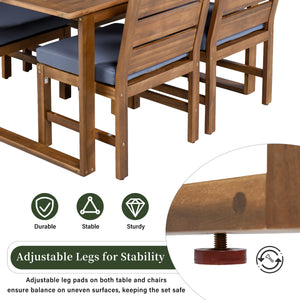 U_STYLE Farmhouse 5-Piece Outdoor Patio Dining Set with Adjustable Legs