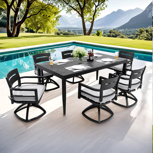 Modern 7-Piece Outdoor Patio Aluminum Dining Set