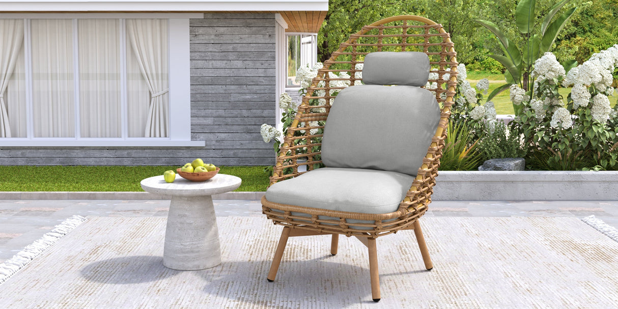 Ellis Outdoor Wicker High-Back Swivel Lounge Chair