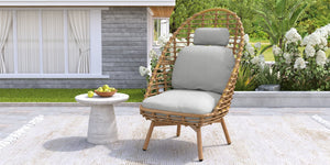 Ellis Outdoor Wicker High-Back Swivel Lounge Chair