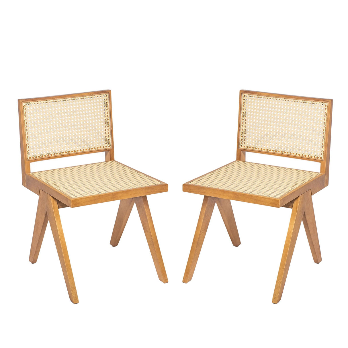 Chandigarh Dining Room Chairs with Natural Rattan (Set of 2)
