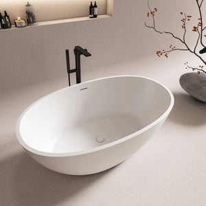 55 Inch Freestanding Solid Surface Soaking Bathtub