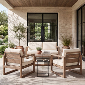4-Piece Acacia Wood Patio Furniture Set