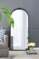 30'-x-65'--Hand-Carved-Rose-Antique-Mirror-Frame,-Large-Arch-Mirror-Wall-Decor-for-Living-Room,-Bathroom,-Entryway(Black)-Mirrors