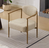 Beige PU Leather Dining Room Chair with Metal Frame