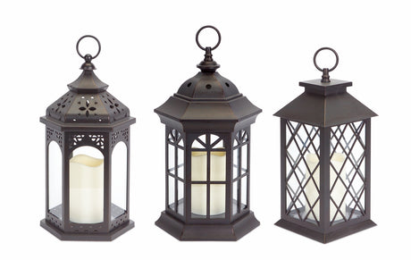 Assorted-lanterns-with-led-candle-(set-of-3)-Candles