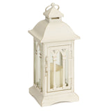 Ivory Metal Lantern with LED Candle (Set of 2)
