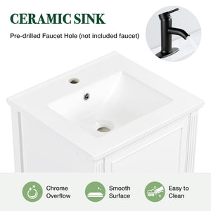 20" Bathroom Vanity with Ceramic Sink and Storage Cabinet