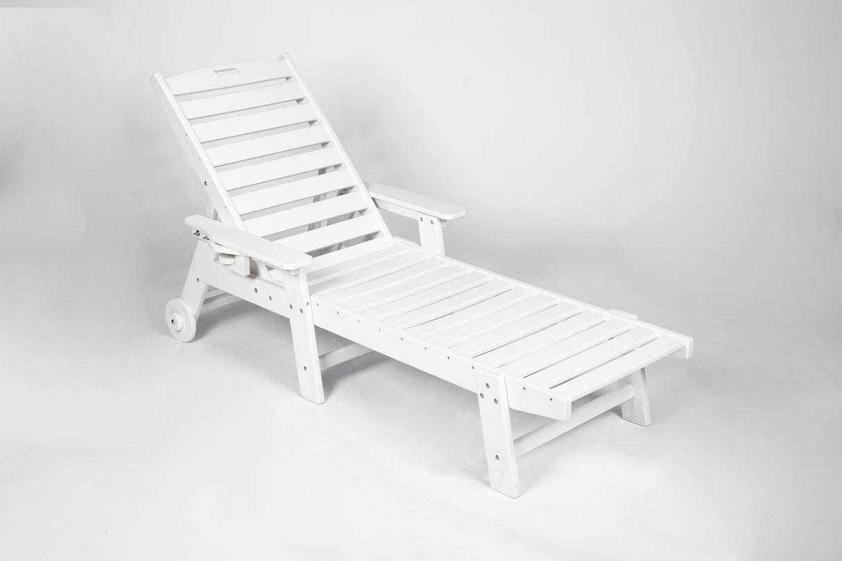Lounge Chair Outdoor with Wood Texture, HDPE, Adjustable Backrest