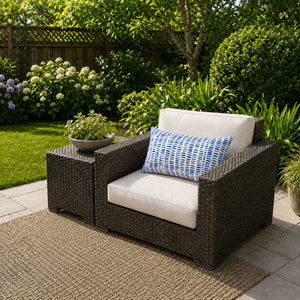 2 Pack Outdoor Lumbar Pillow Covers - Blue Dash