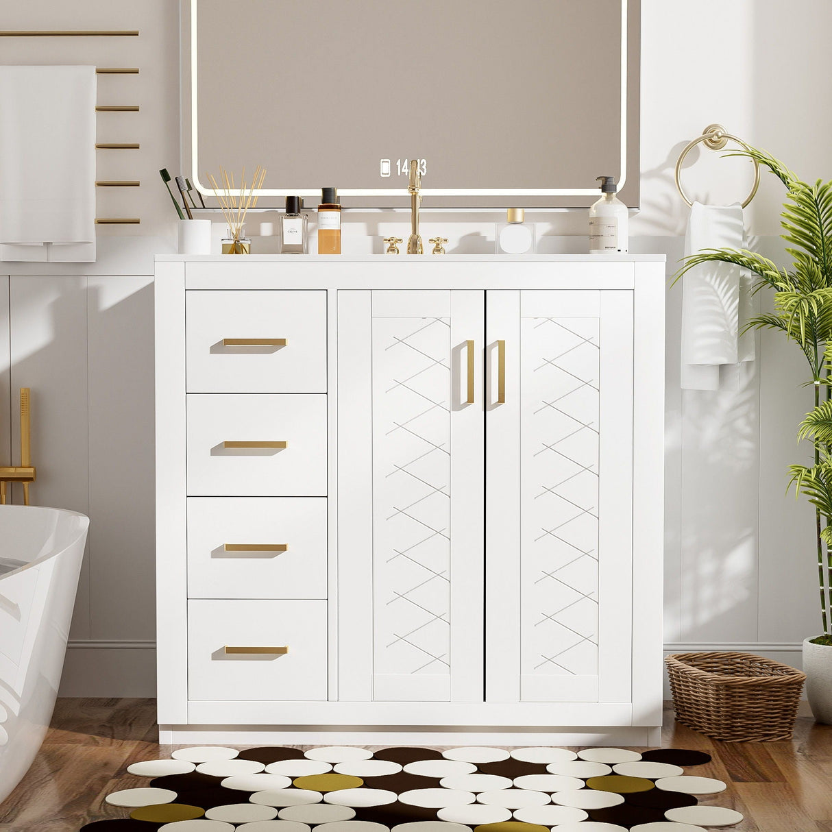 Bathroom Vanity With Sink Combo, Storage Cabinet