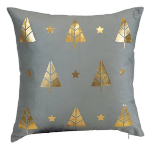 18" Gold Tree Motif Square Pillow