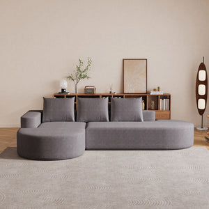 Modern Curved Sofa, L-Shaped Modular Sectional Set With 3 Pillows