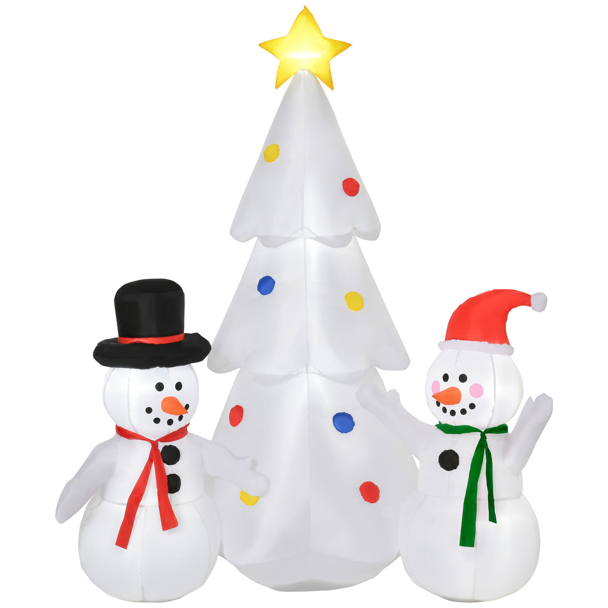 6ft Inflatable Christmas Tree Decorations and Snowmen, Outdoor Blow-Up Yard Christmas Decor with LED Lights Display