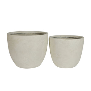 Round Concrete Planter Set of 2, Large Handmade Rustic Planter Pots