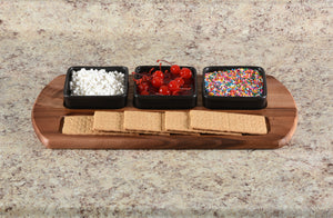 Charcuterie/-Serving-Tray-w/-3--black-square-ceramic-bowls-Serving-Tray