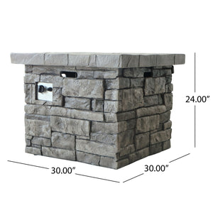 Outdoor Square Propane Fire Pit 40,000 BTU - Gray