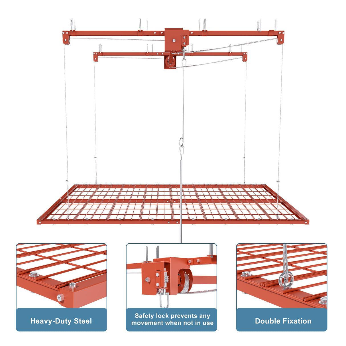 Orange Overhead Garage Storage Rack 4x8 FT