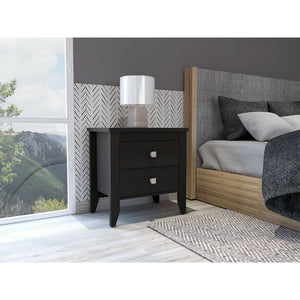 Breeze Four-Legged Modern Bedroom Nightstand with Two Drawers