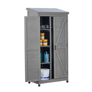 Outdoor Storage Shed With Vertical Tool Cabinet For Backyard