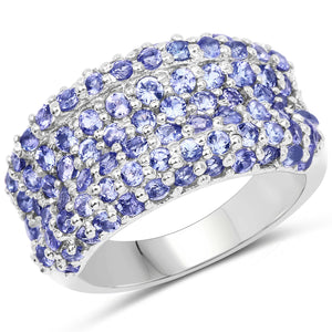 2.47 Carat Genuine Tanzanite .925 Sterling Silver Ring