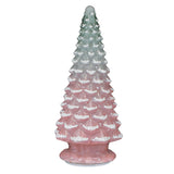 14" Lit Pink Glass Tabletop Tree