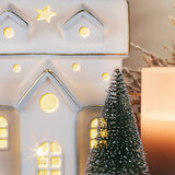 Lit Ceramic House With Trees