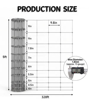 Farm Livestock Fence, 4.9FT x 328FT Galvanised Iron Wire