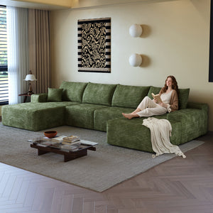 135" Cloud Sectional Sofa with 1 Ottoman